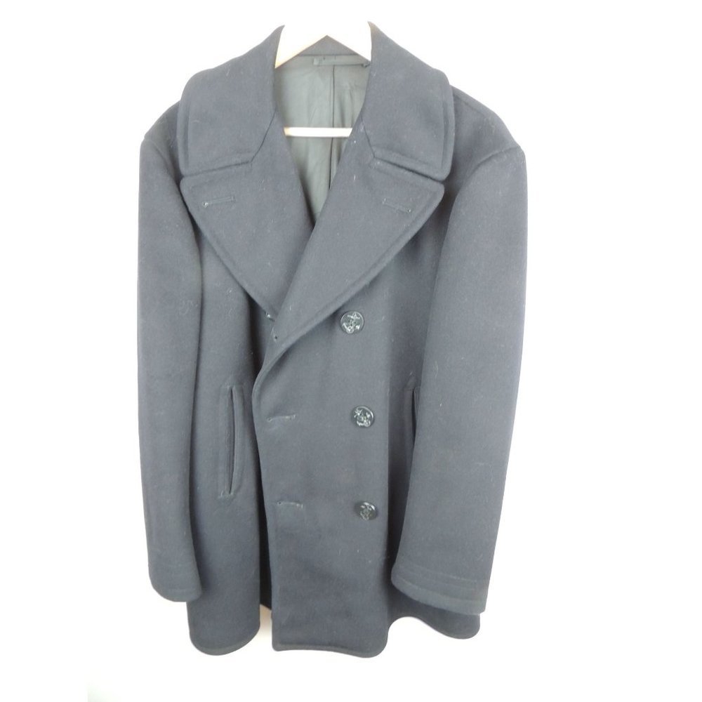 Navy Wool Pea Coat navy Blue Mens size 40R